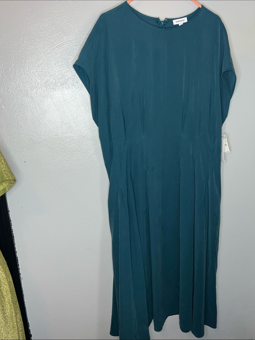 Nordstrom Teal Short-Sleeve Relaxed Midi Dress NWT